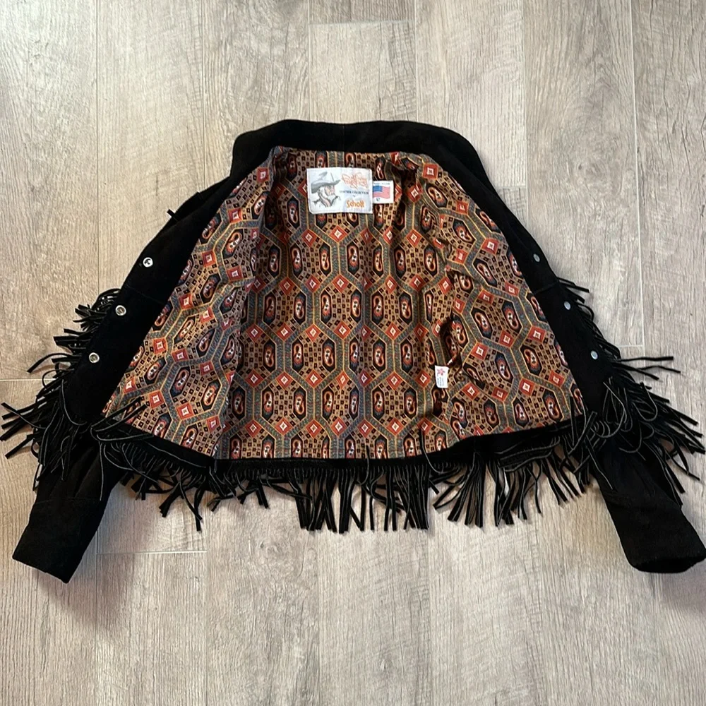 🔥RARE🔥Vintage Kenny Rogers Collection by Schott Suede Leather Fringe Jacket - Picture 6 of 13